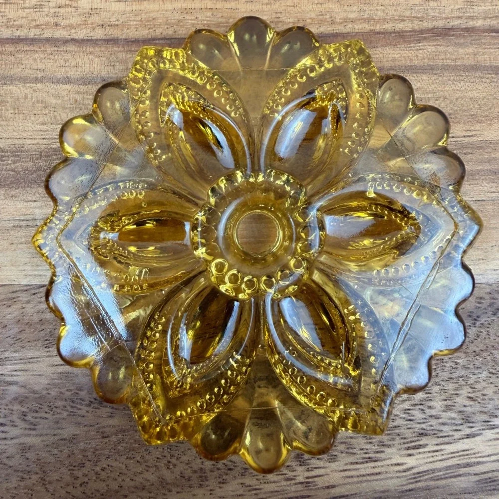 Antique Amber Pressed Glass Curtain Tie-Backs 3